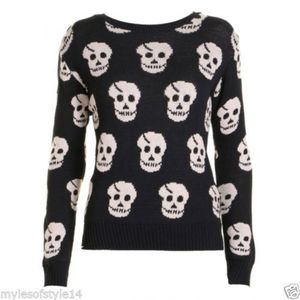 Skull Print Knit Jumper